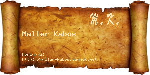Maller Kabos névjegykártya